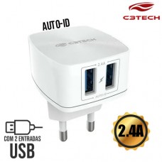 Carregador Universal de Tomada 2 USB 2.4A Auto-ID UC-240WH C3 Tech - Branco